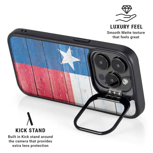 Texas Flag Light Wood iPhone 14 Pro Kickstand Case
